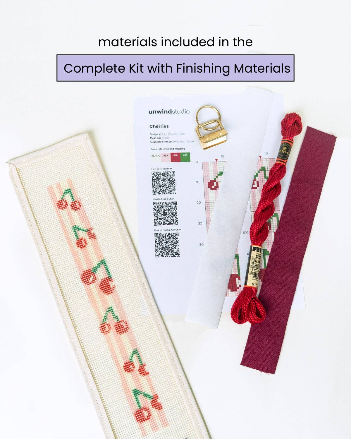 Cherries Key Fob Needlepoint Kit