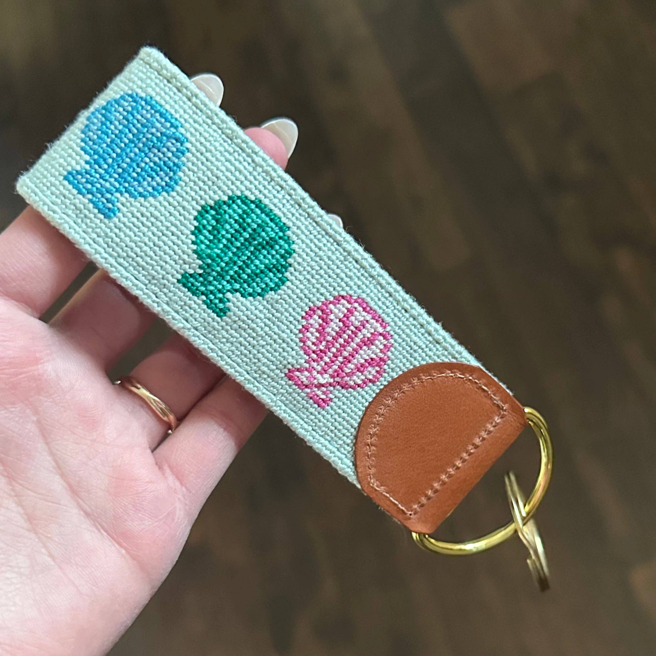 Rainbow Seashell Keychain Key Fob