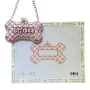 Pink Check Dog Tag Canvas