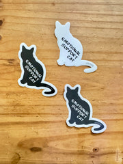 Emotional Support Cat Sticker - Black, Gray and White