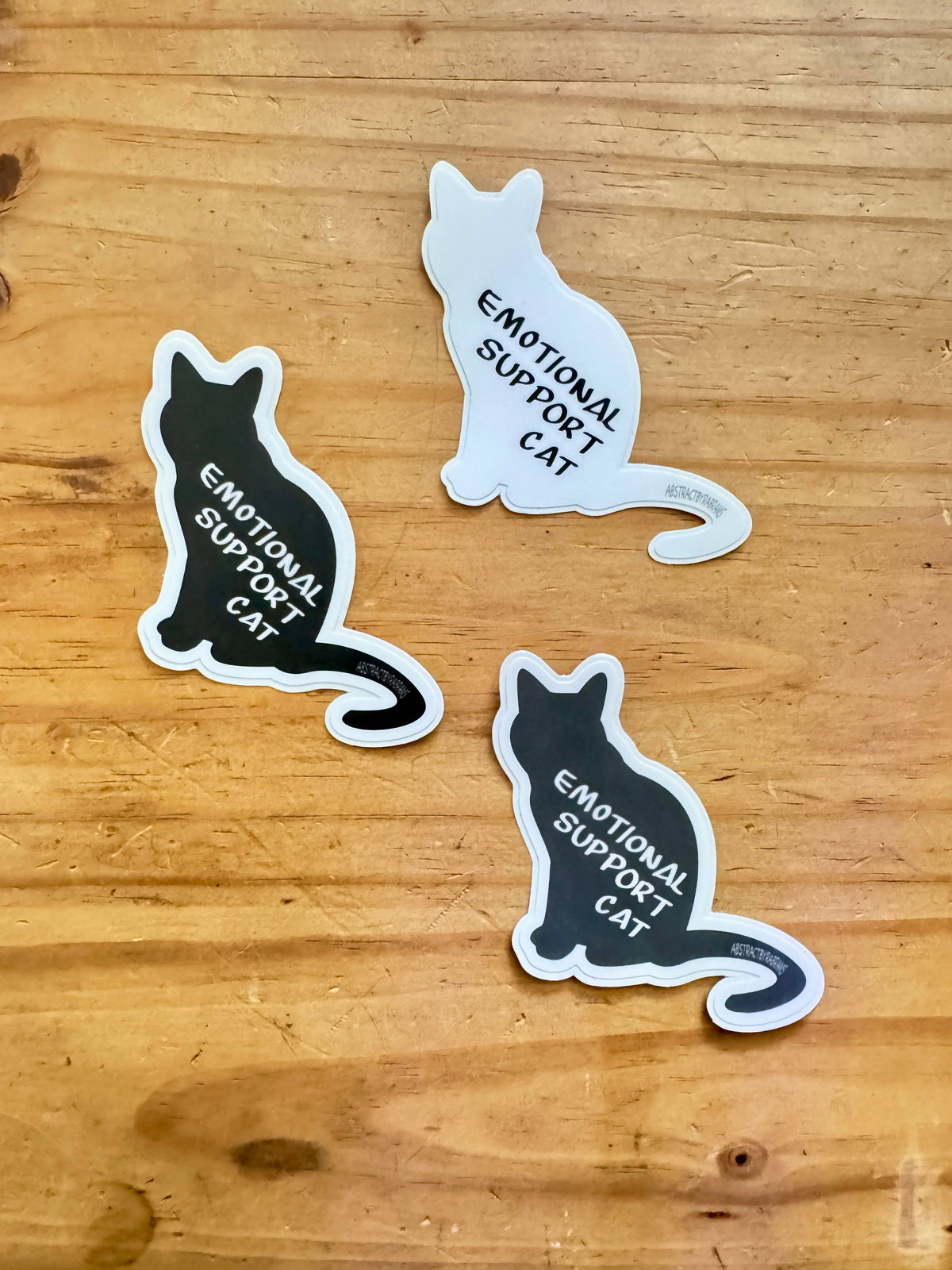 Emotional Support Cat Sticker - Black, Gray and White
