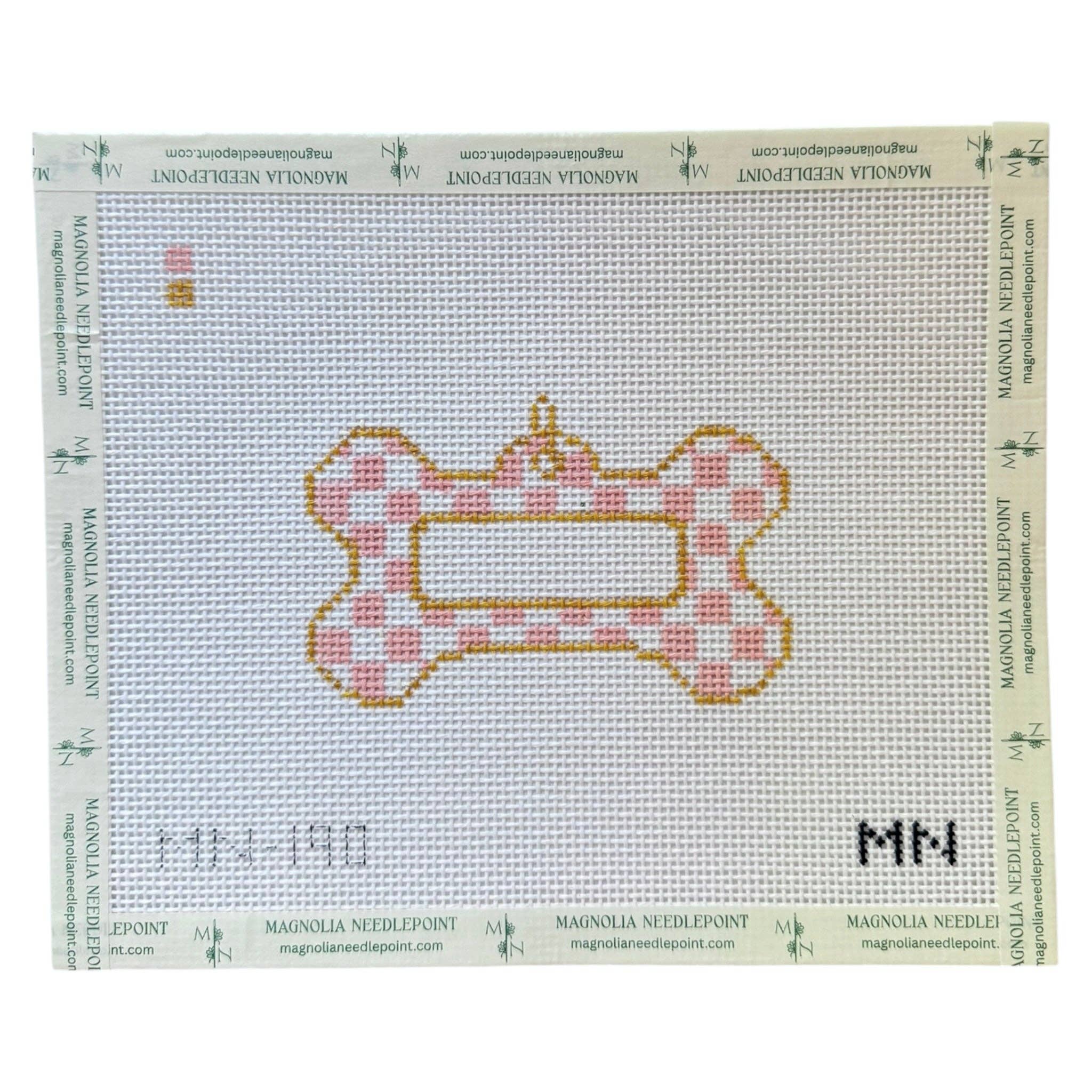 Pink Check Dog Tag Canvas