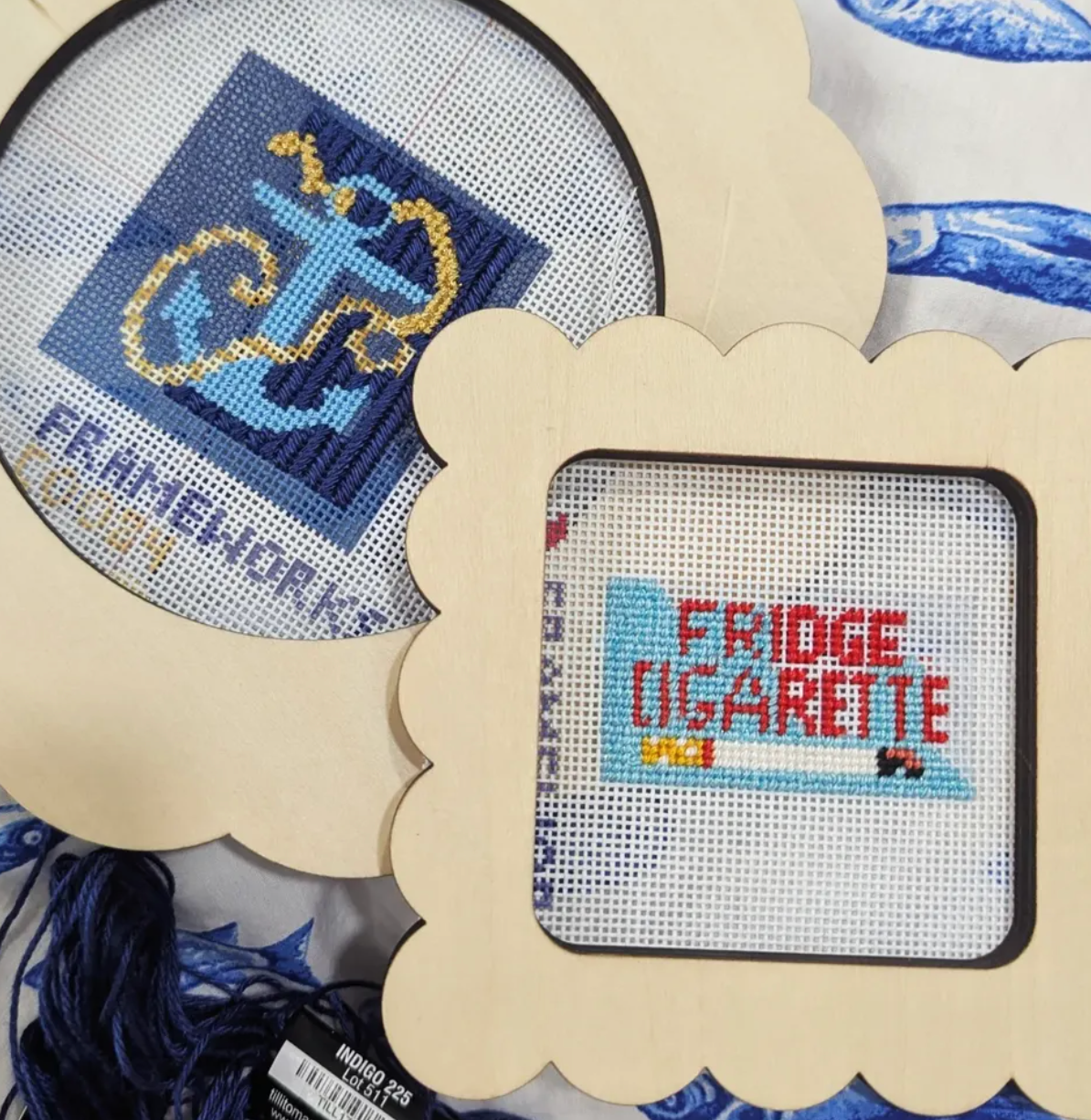 Fridge Cig 1.25"x 2.5" Mini Needlepoint Canvas