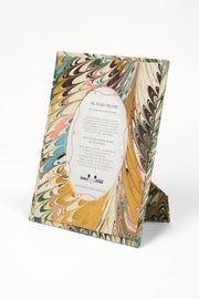 Hand-Marbled Flatiron Feathers Oval Picture Frame, 4x6