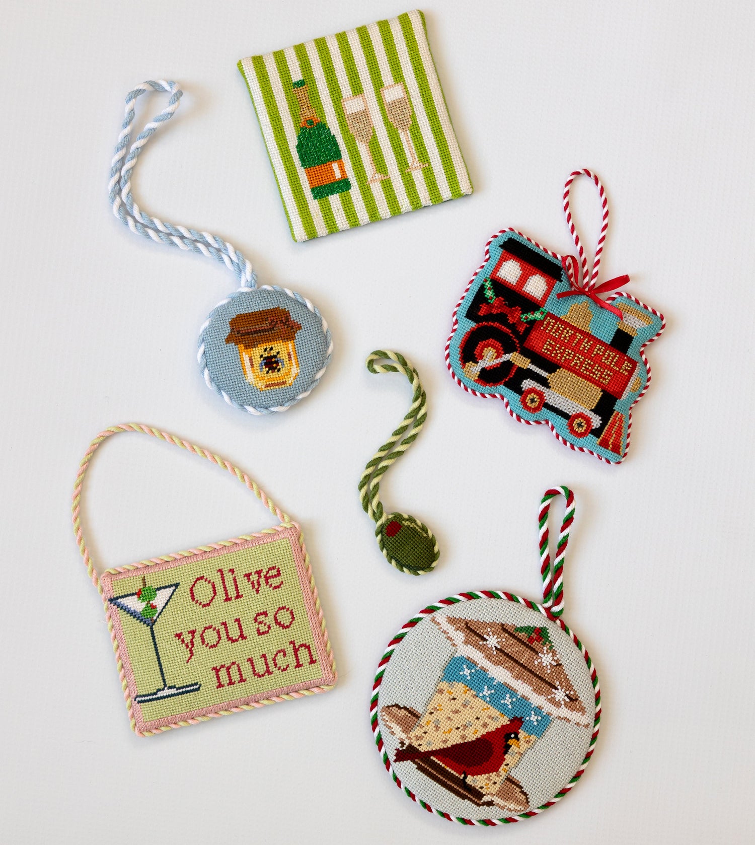 Collection of finished needlepoint projects