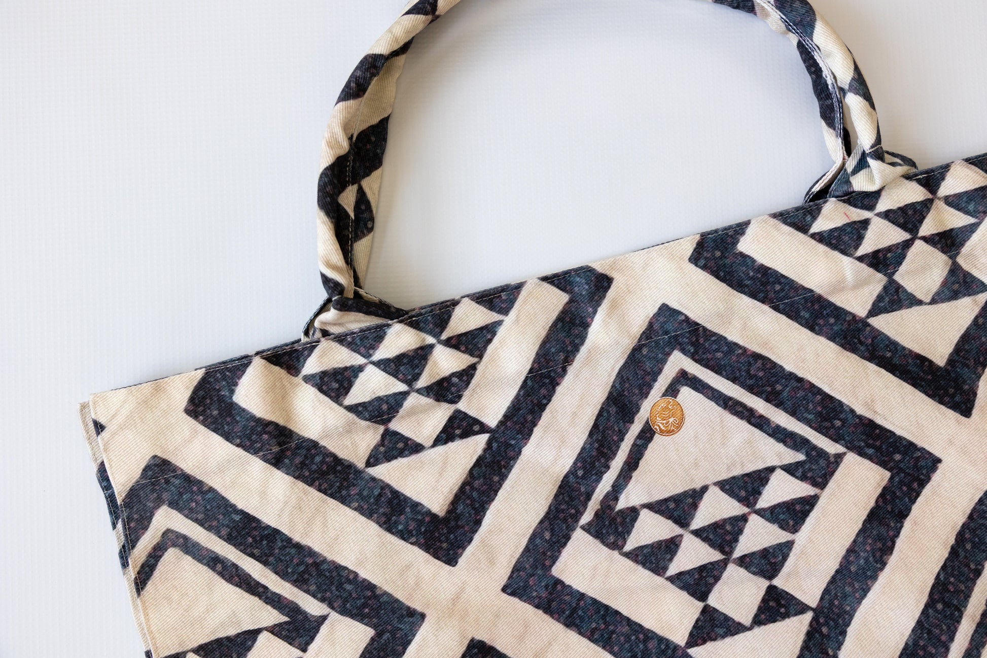 Fabric with geometric pattern on a white background