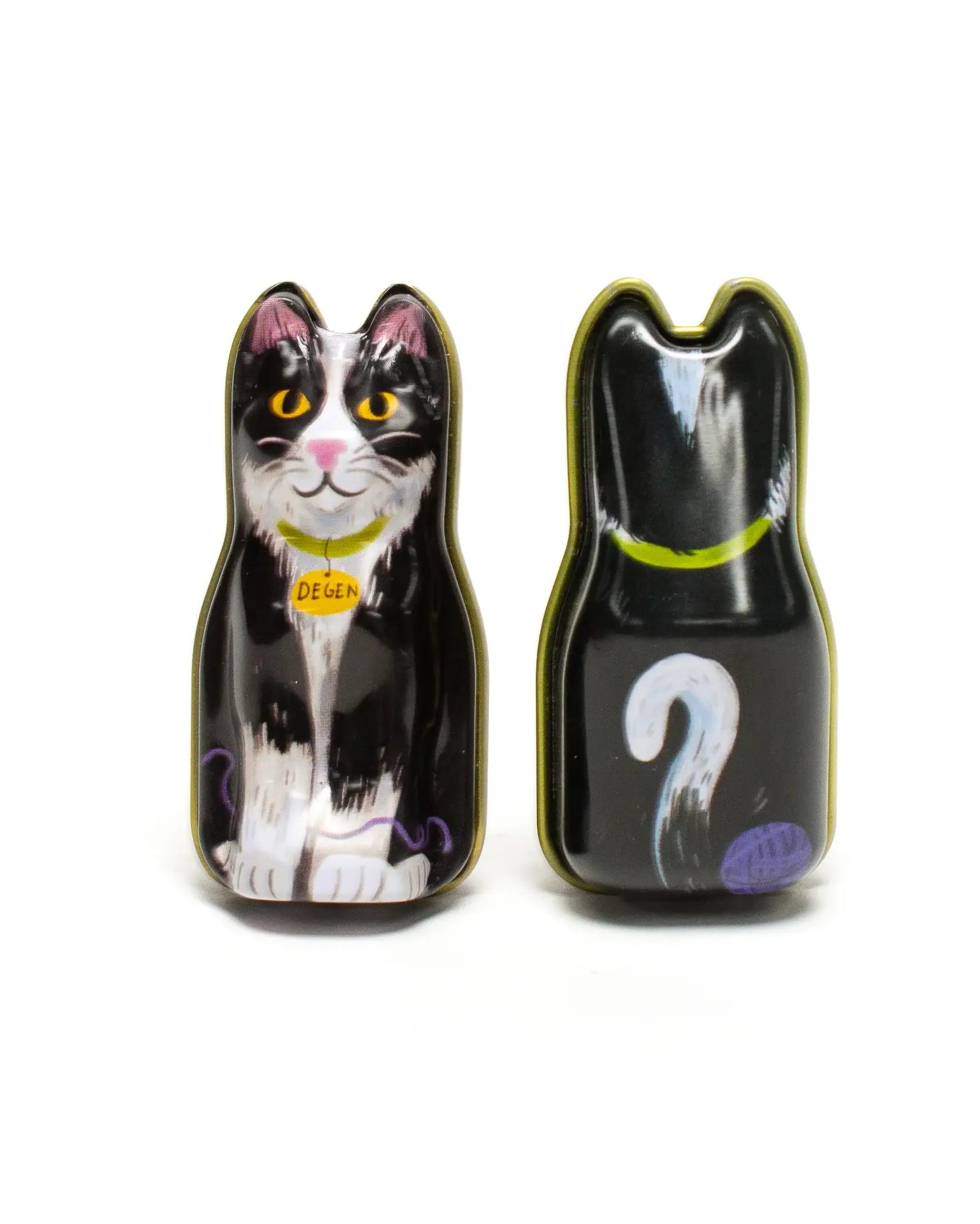 Two cat-shaped needle case on a white background front and back