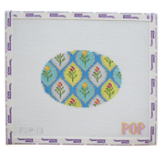 Blue Floral Oval