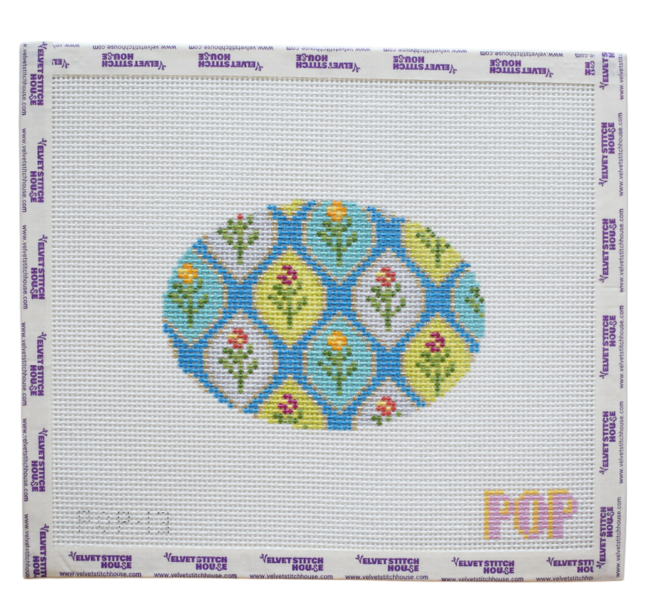 Blue Floral Oval