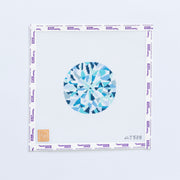 Needlepoint pattern of a blue and white diamond with a blue geometric design on a white background