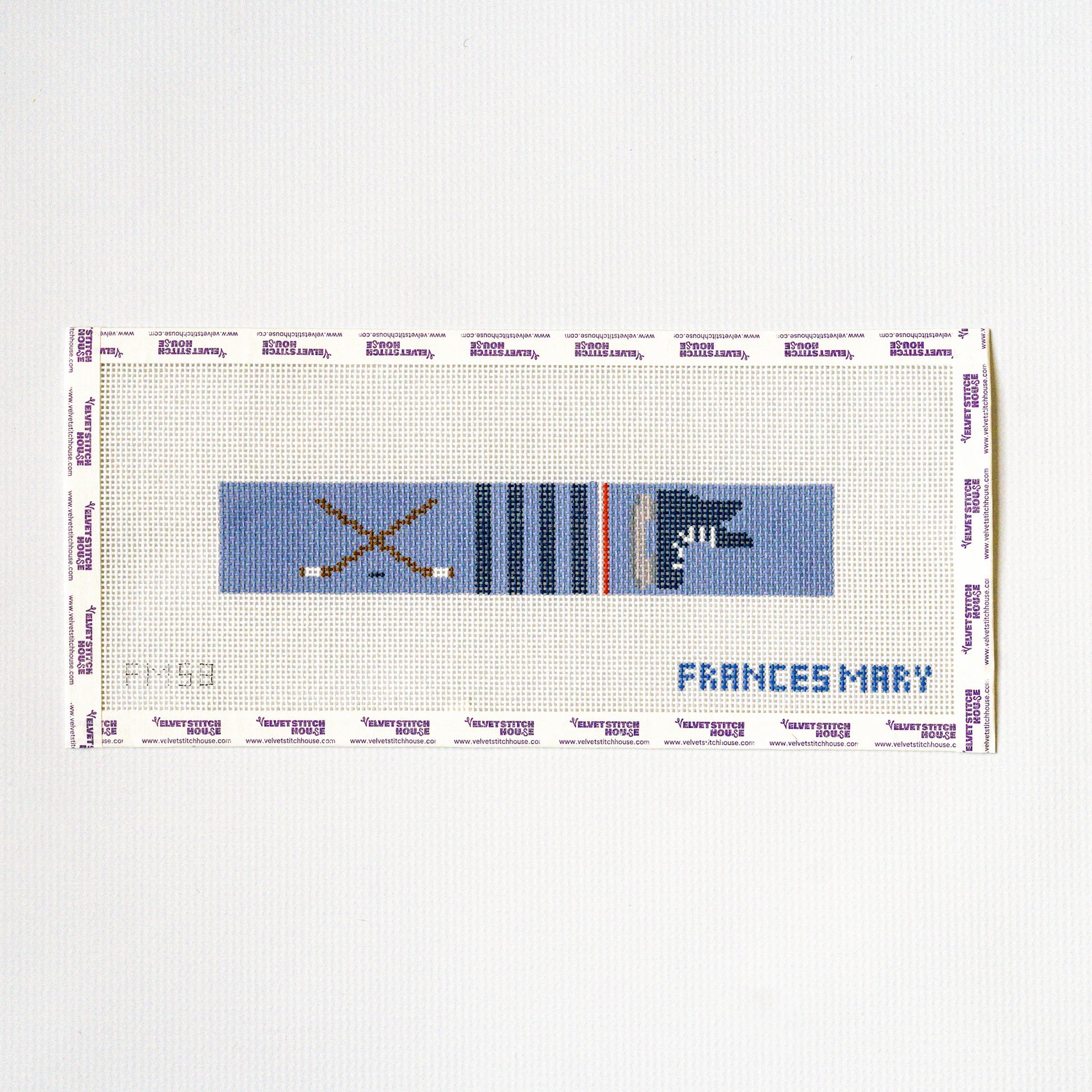 Needlepoint design on fabric with 'Frances Mary' branding