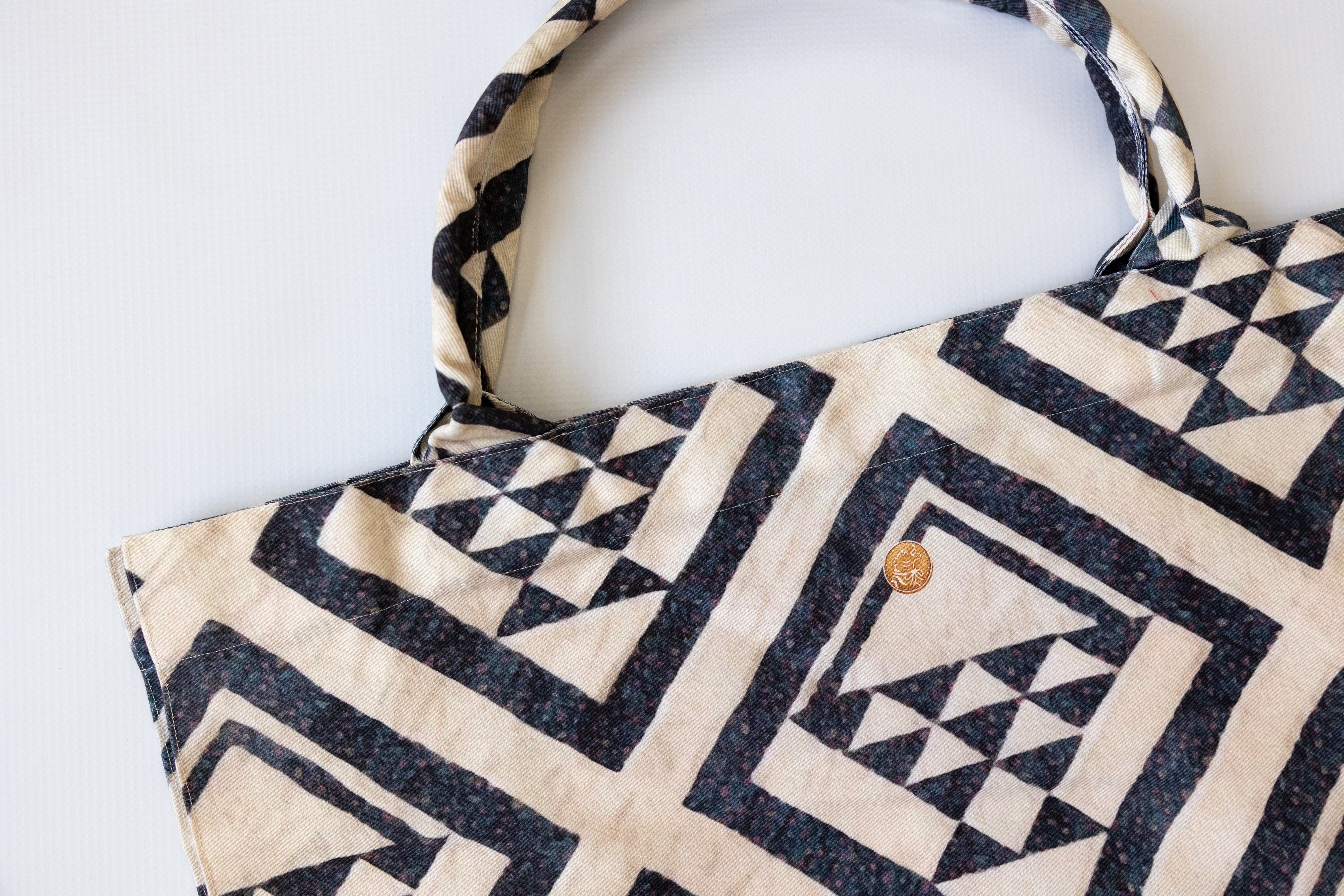 Fabric with geometric pattern on a white background
