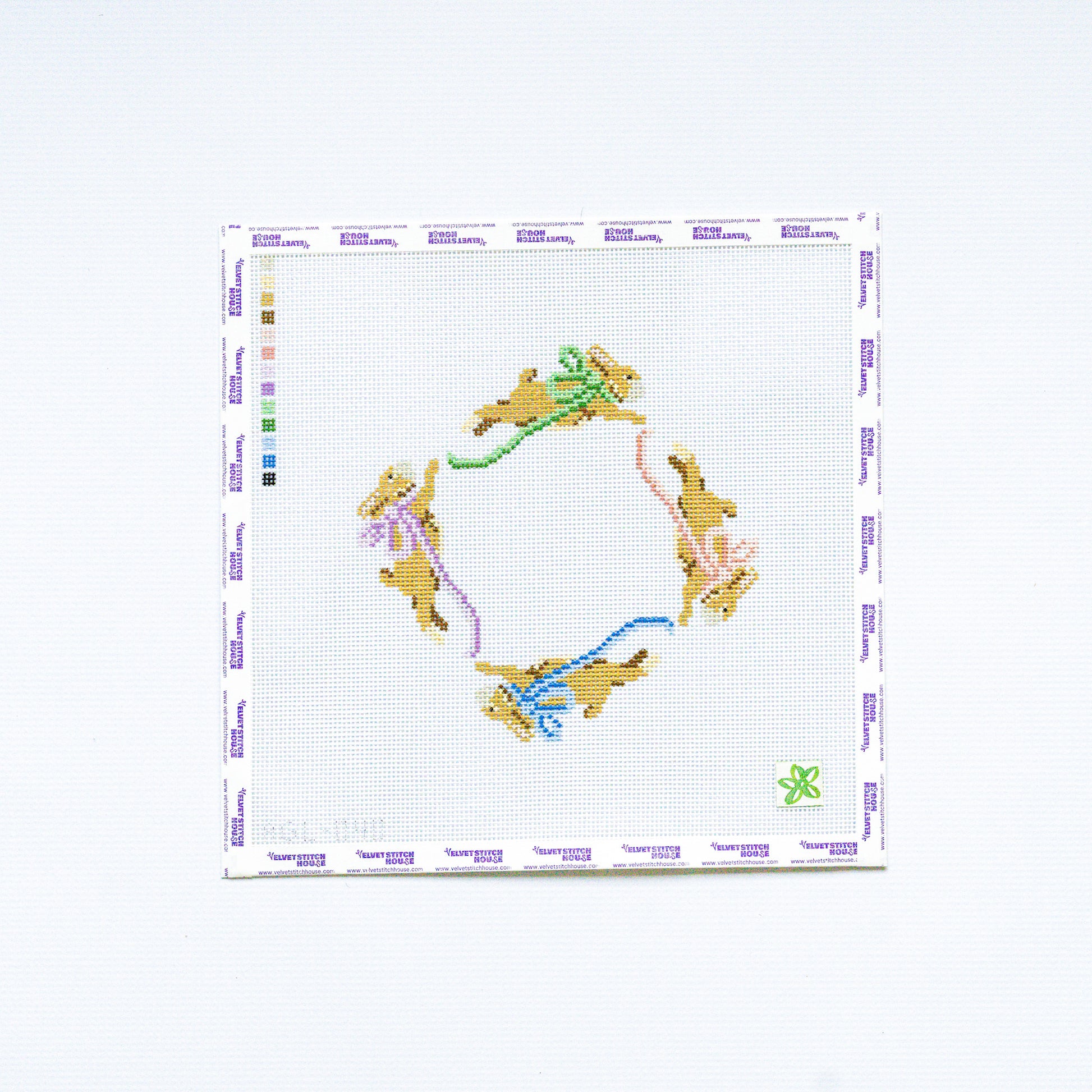 Needlepoint pattern with colorful design on a white background
