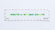 Needlepoint dog collar pattern with green and blue geometric circle pattern