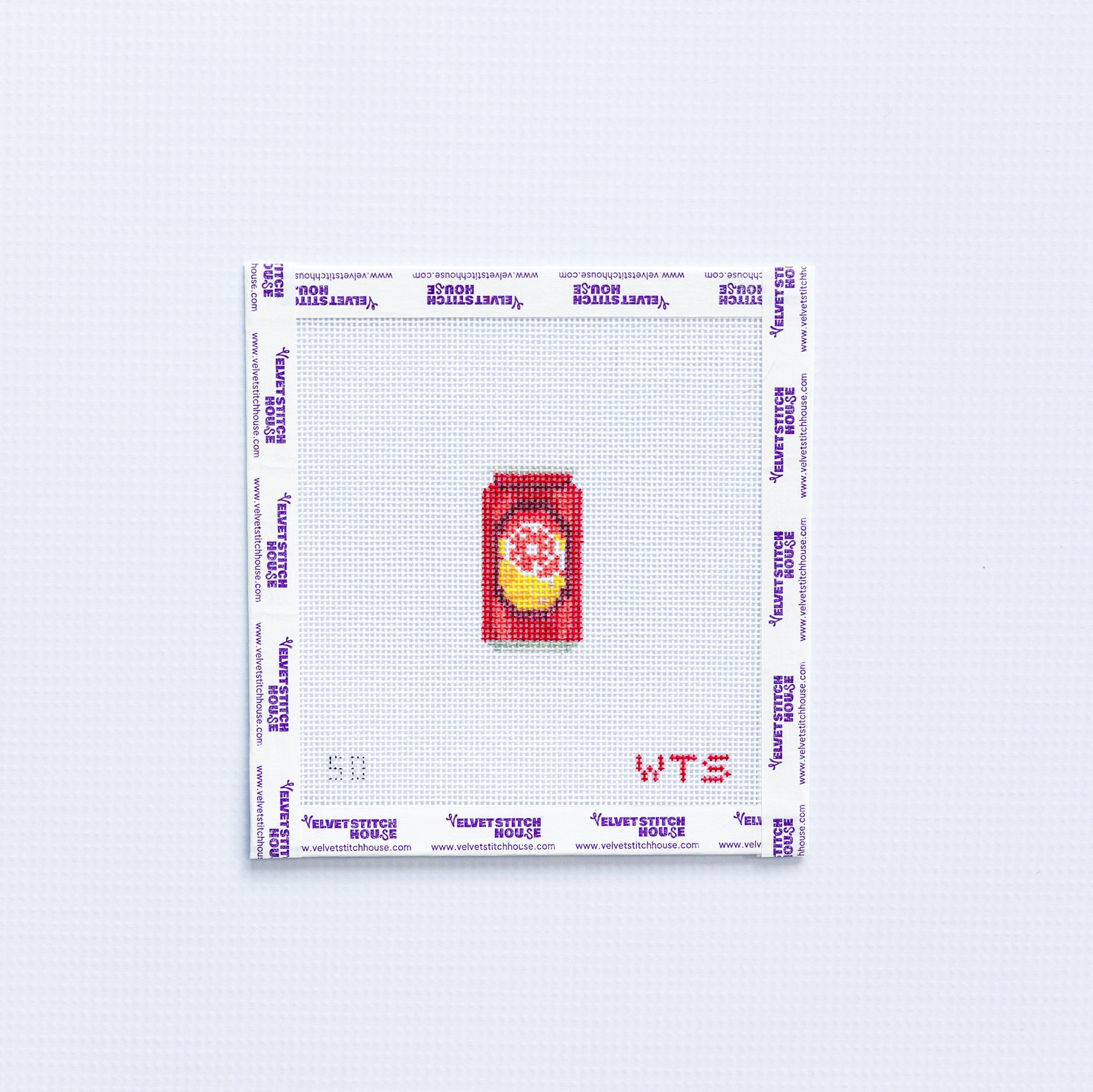 Needlepoint mini pattern with Small red and yellow beer can 
