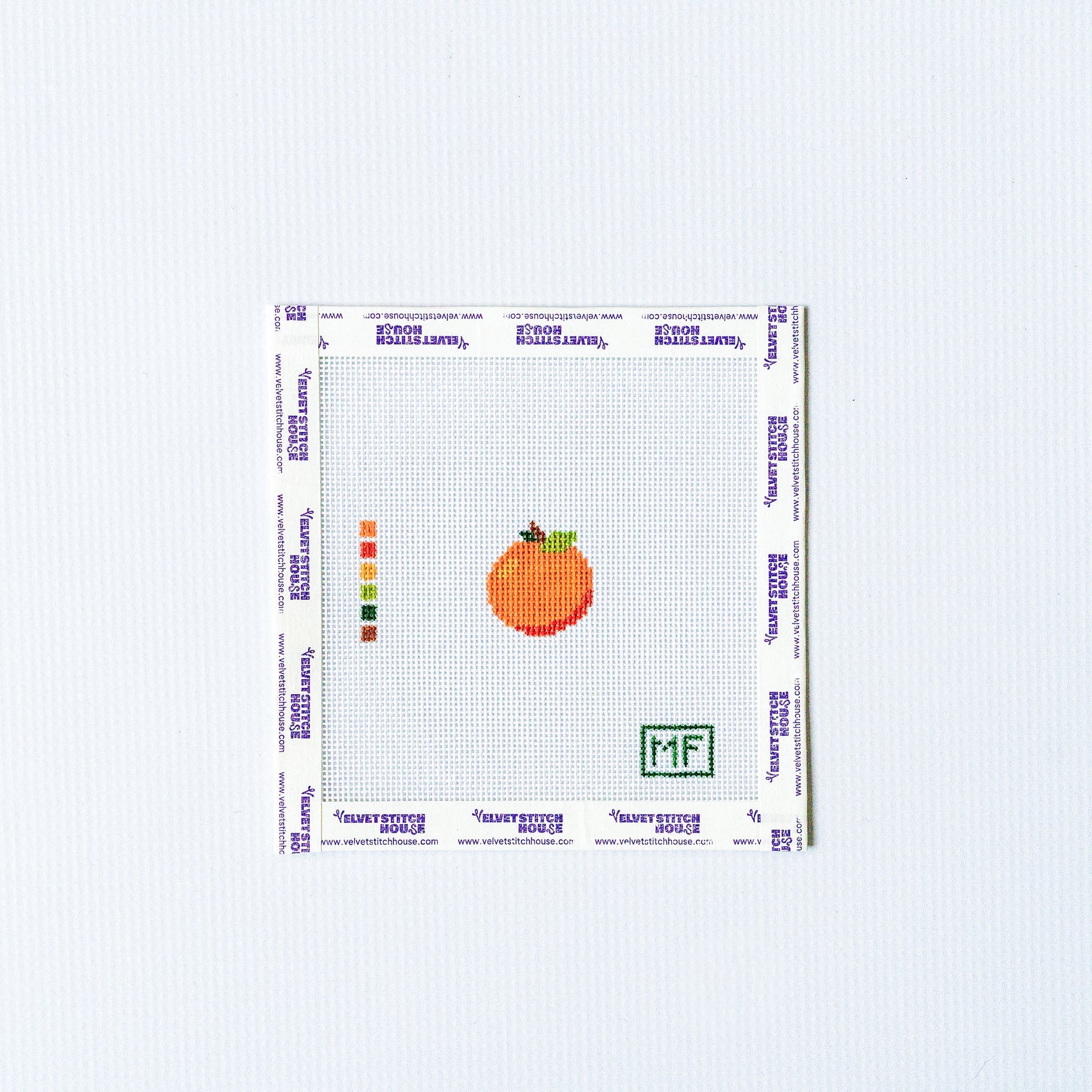 Needlepoint pattern with an orange on a white background