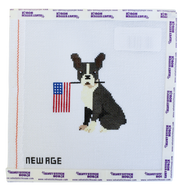 Boston Terrier with American Flag Needlepoint Canvas