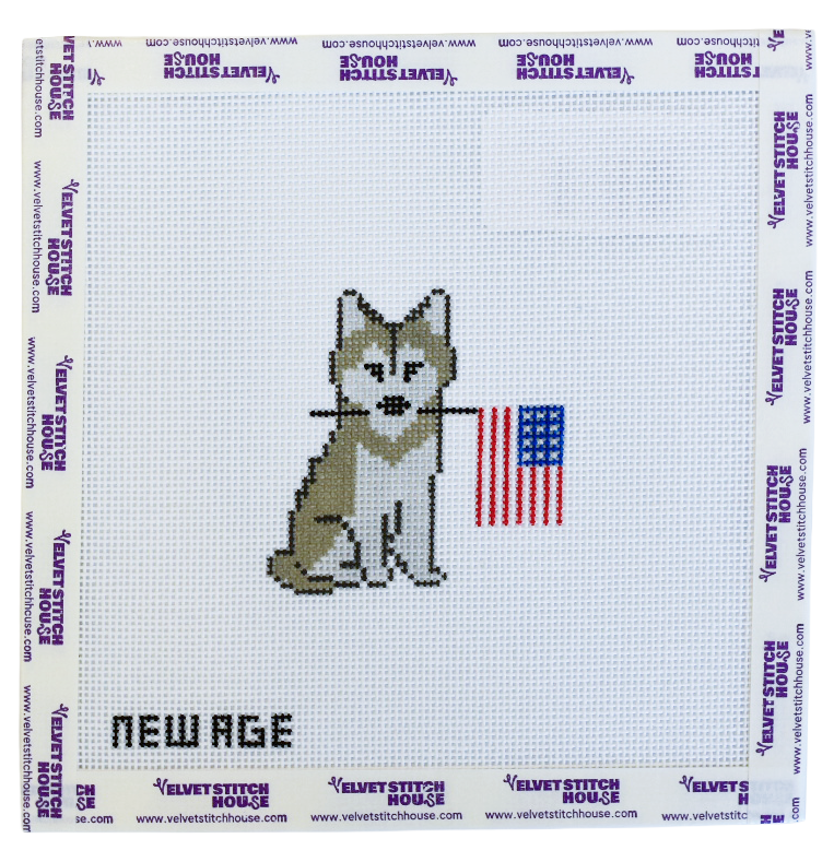 Patriotic Husky Needlepoint Canvas