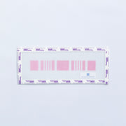 Needlepoint key fob pattern in pink on a white background
