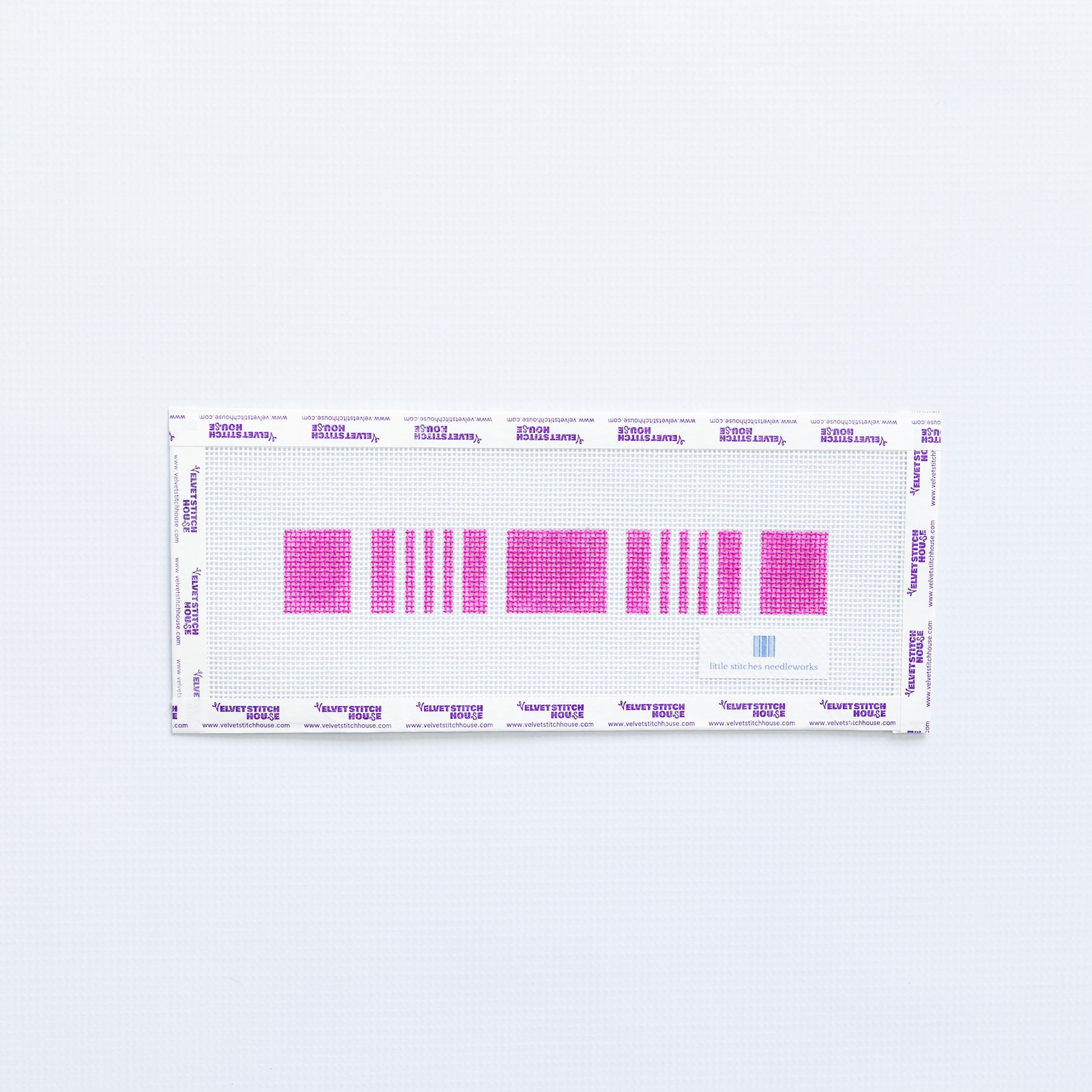 Needlepoint key fob pattern in plum color on a white background