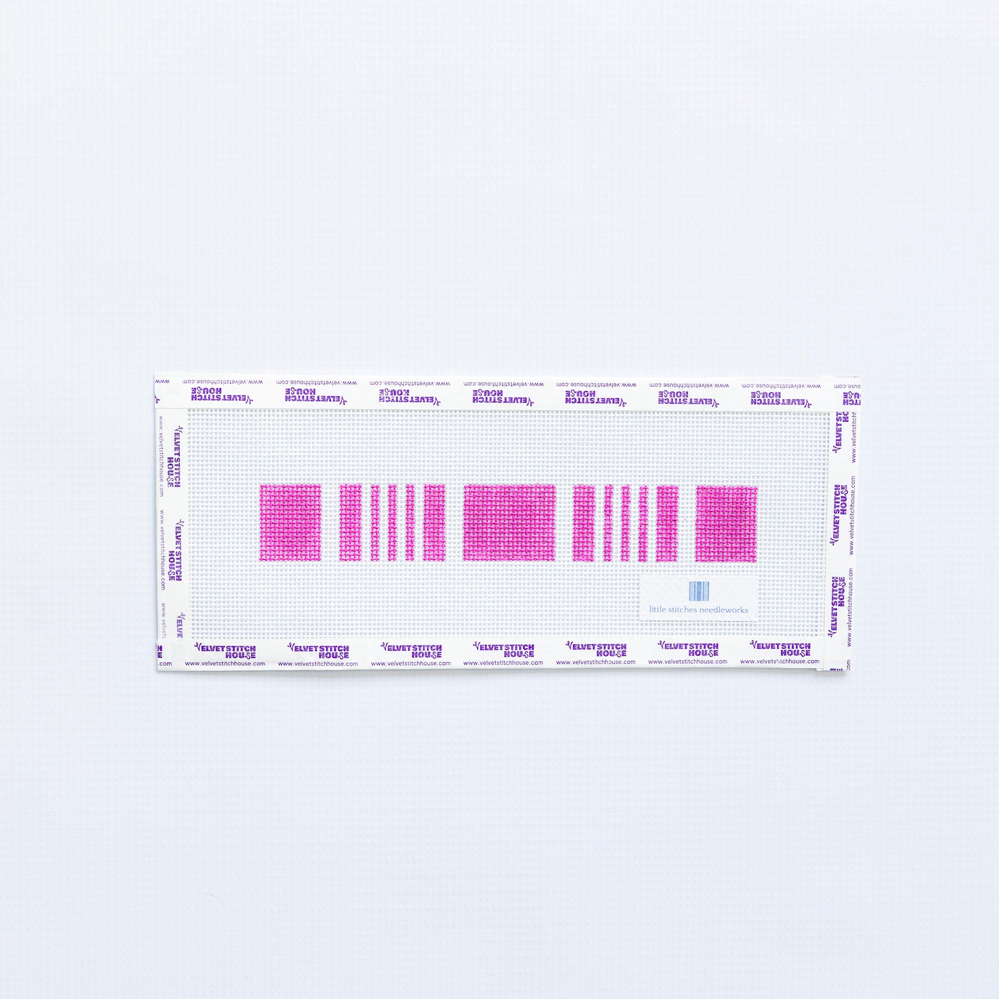 Needlepoint key fob pattern in plum color on a white background