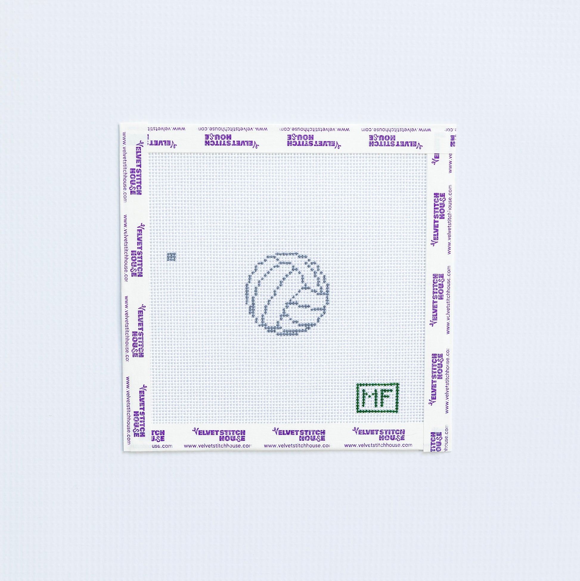 Mini needlepoint design with white and gray volleyball