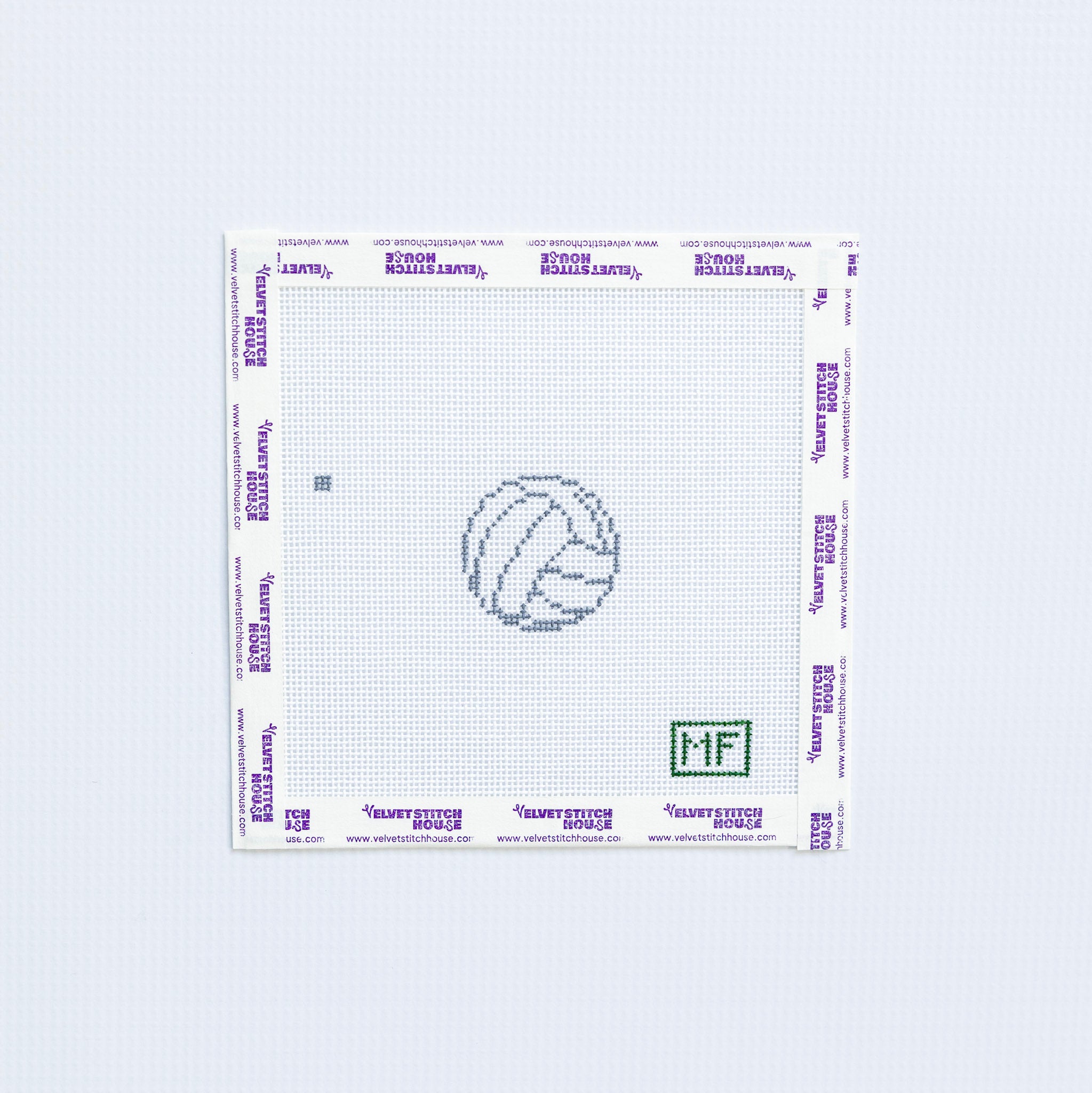 Mini needlepoint design with white and gray volleyball