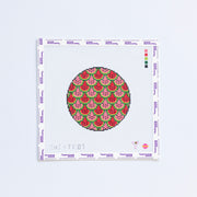 Needlepoint round pattern with pink and red watermelon design.