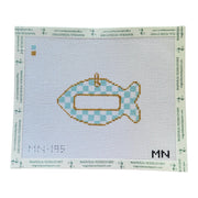 Blue Check Cat Tag Canvas