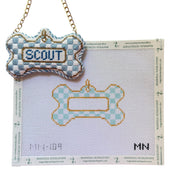 Blue Check Dog Tag Canvas